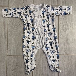 Roller Rabbit Blue Monkey Christmas Pajamas infant 6-9 months